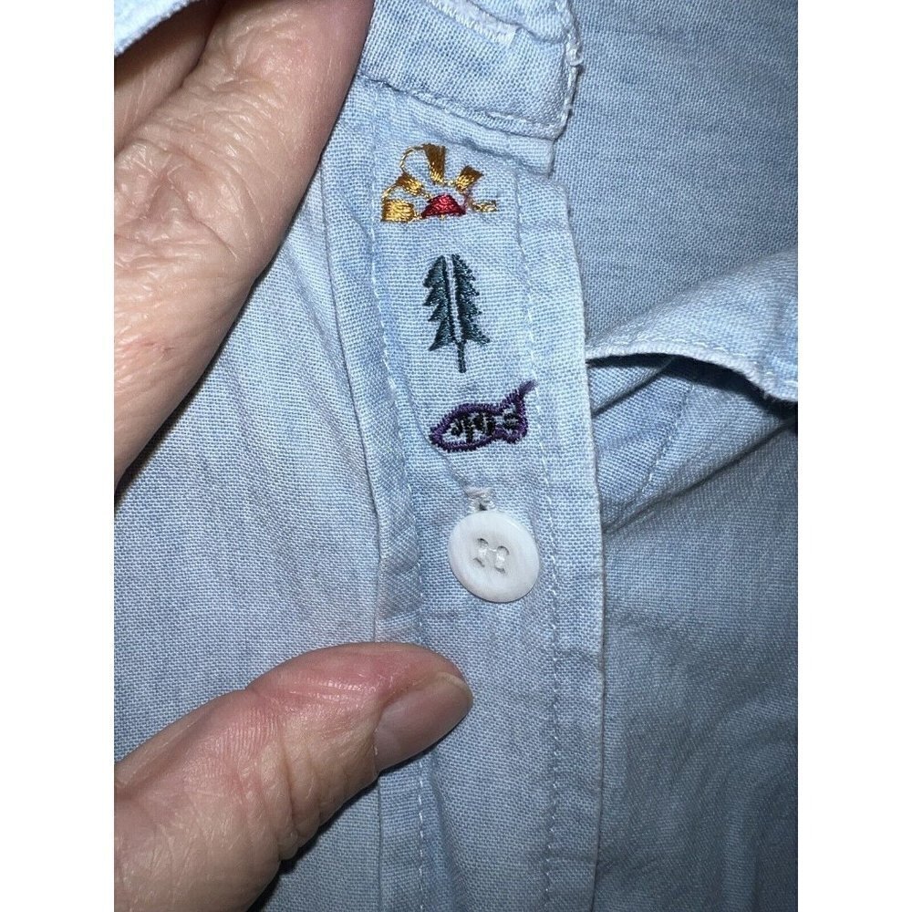 Vintage COLUMBIA Womens Chambray Long Sleeve Button Shirt Embroidered - Picture 4 of 7